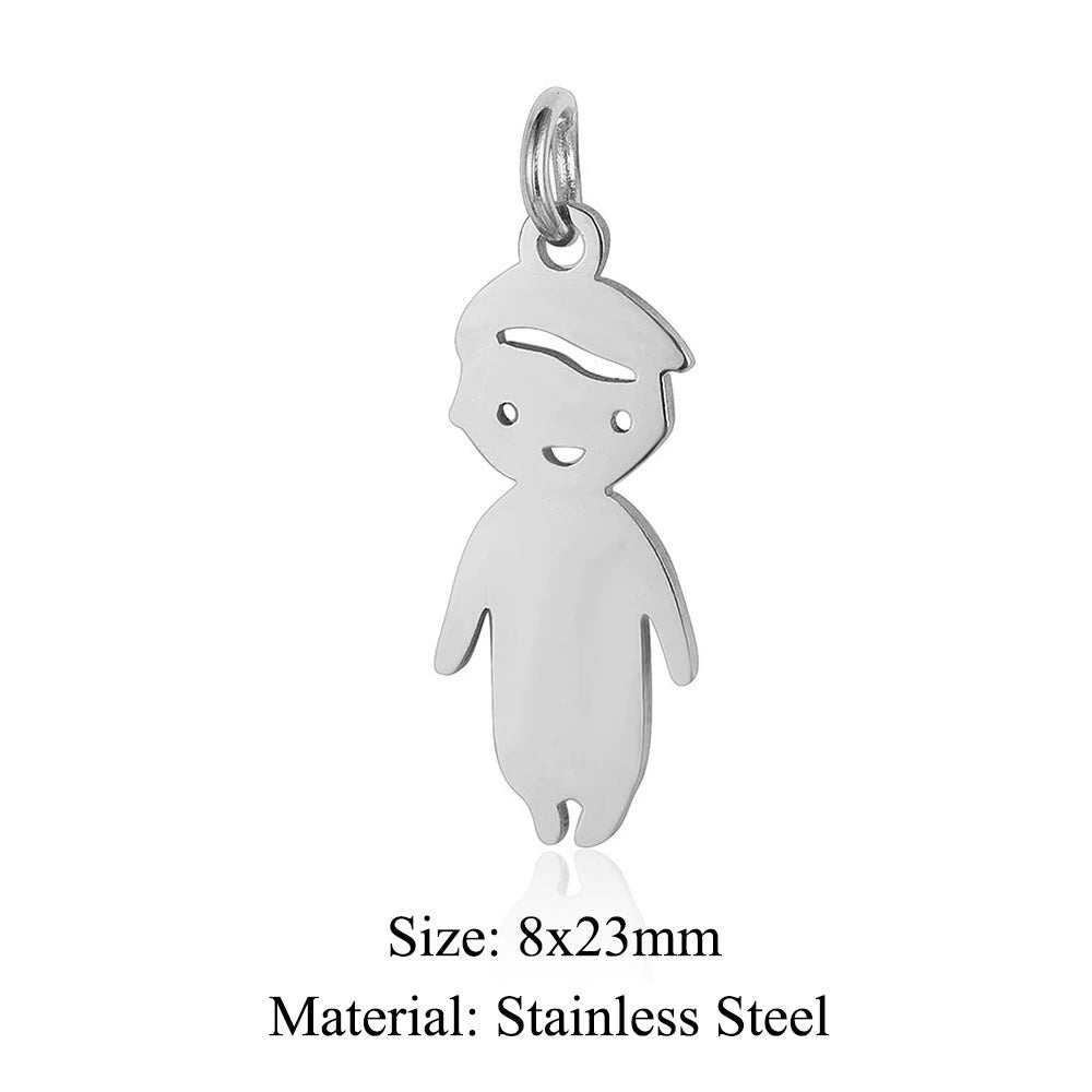 Engravable Stainless Steel Boy Girl Shape Pendant (Pk of 5 ) / KC2022