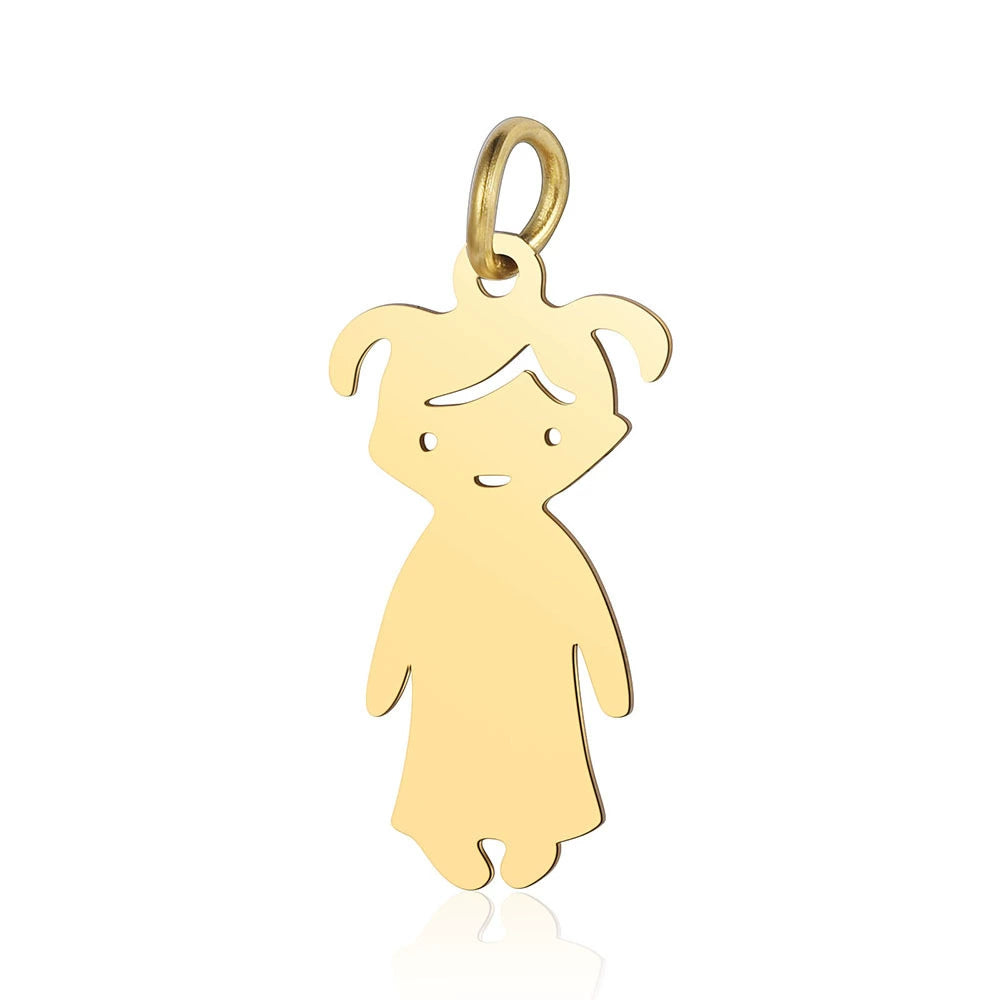 Engravable Stainless Steel Boy Girl Shape Pendant (Pk of 5 ) / KC2022