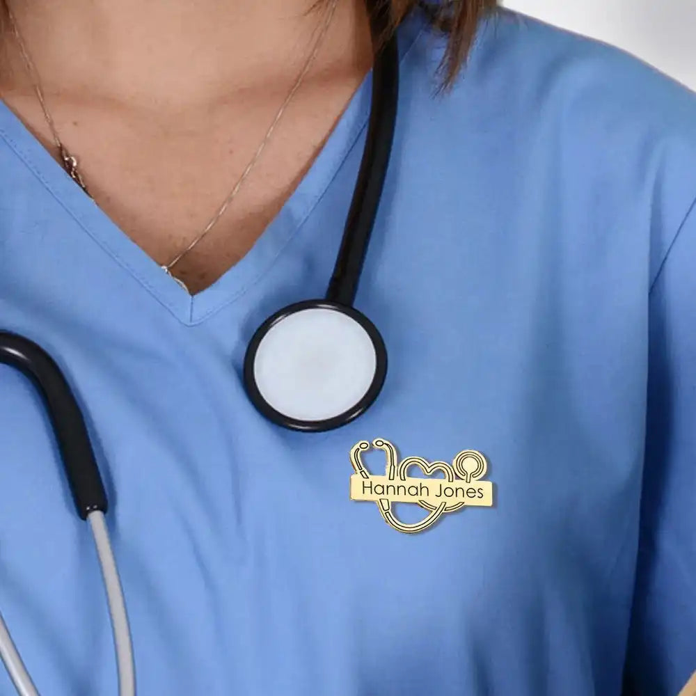 Engravable Stainless Steel Stethoscope brooch / KC4501