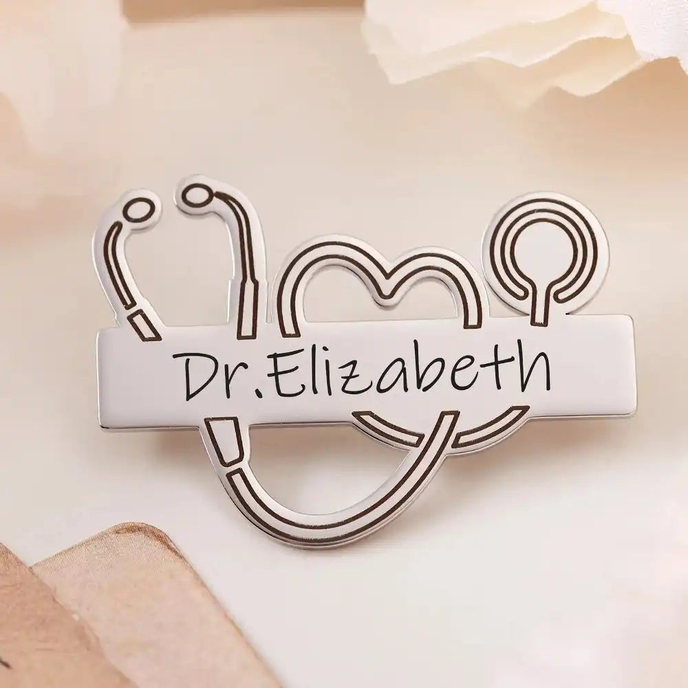 Engravable Stainless Steel Stethoscope brooch / KC4501
