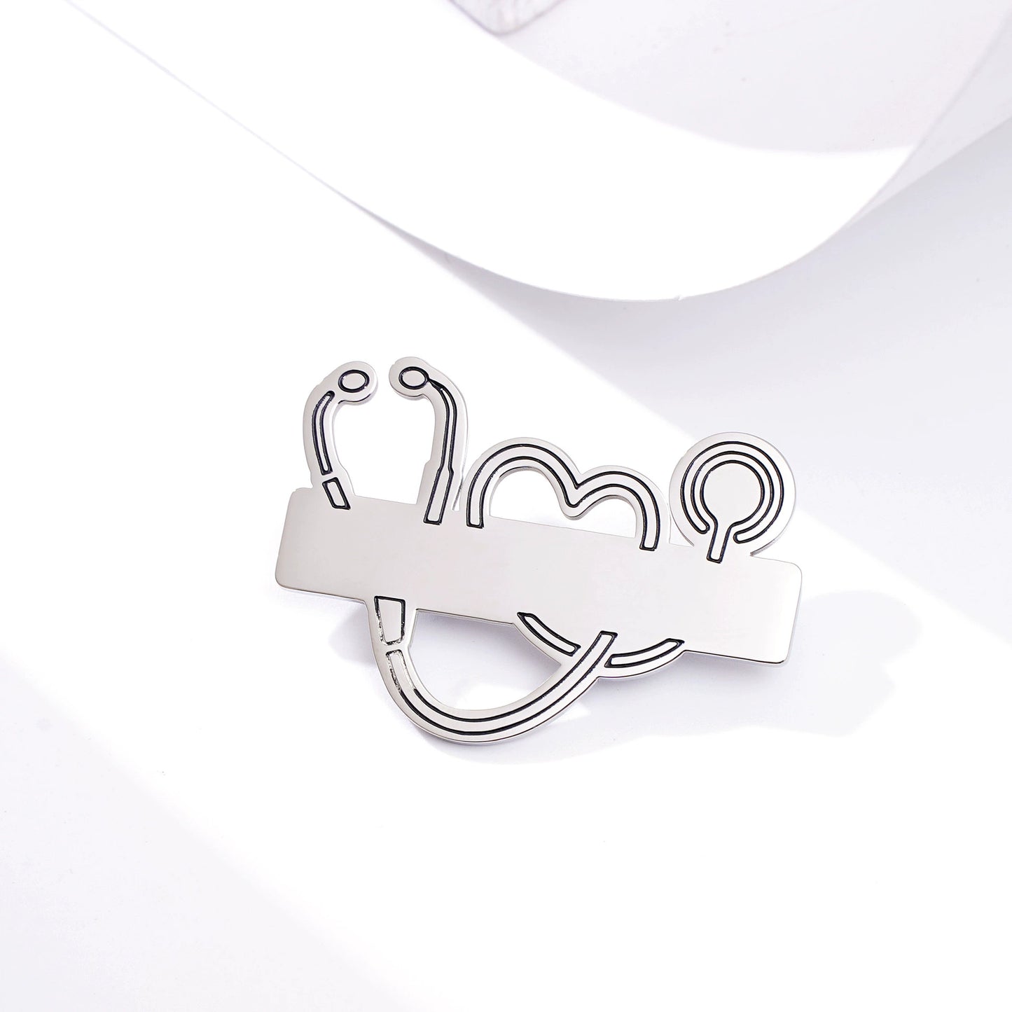 Engravable Stainless Steel Stethoscope brooch / KC4501