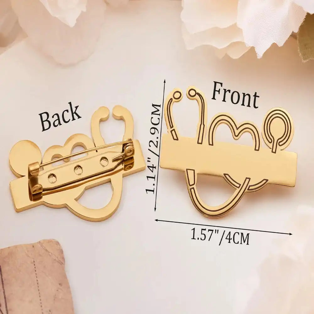 Engravable Stainless Steel Stethoscope brooch / KC4501