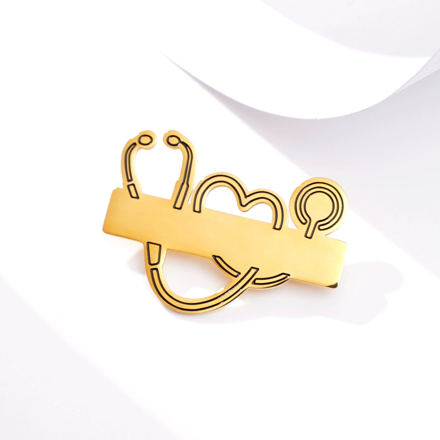 Engravable Stainless Steel Stethoscope brooch / KC4501
