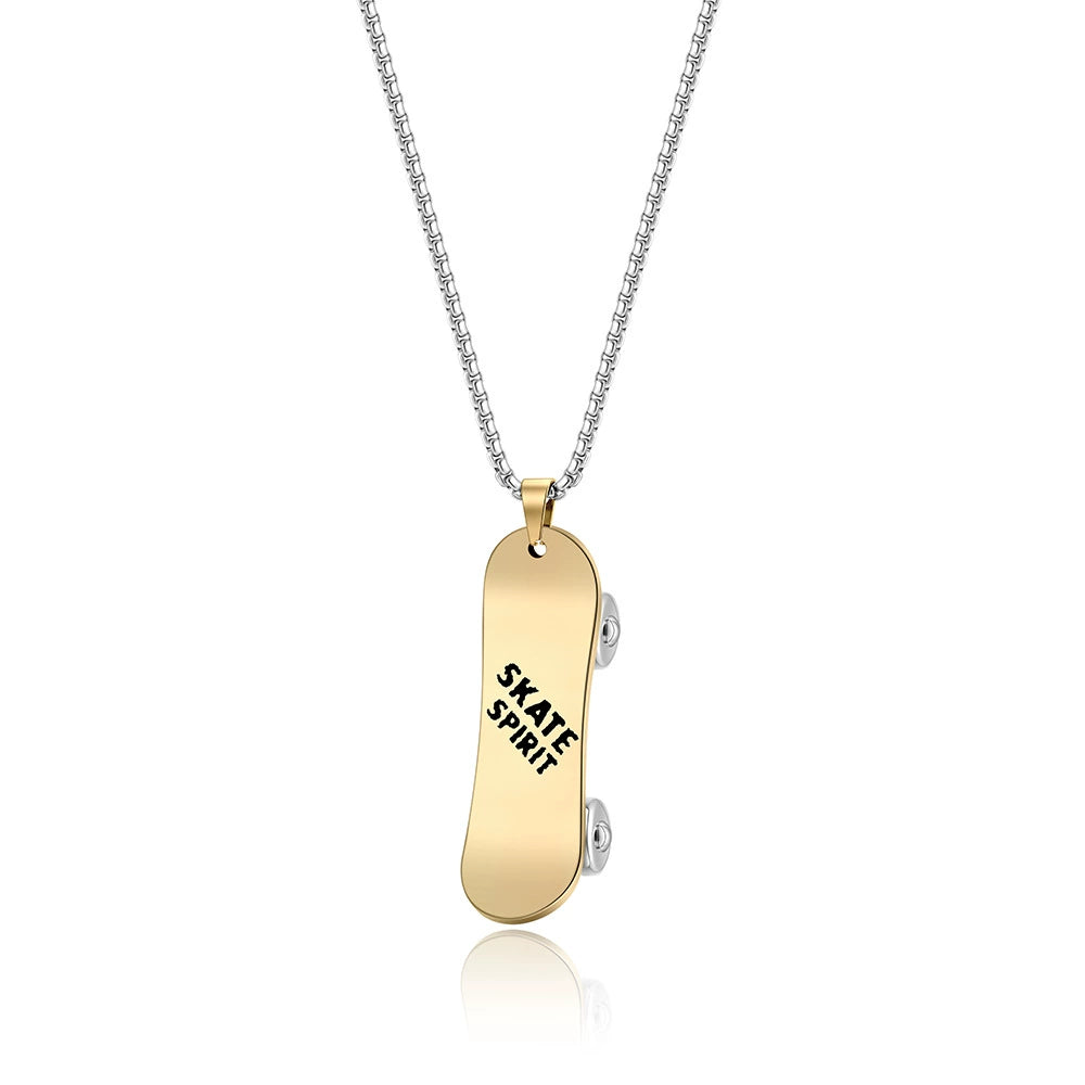 Engravable Stainless Steel Street Style Scooter Pendant Necklace / 25003037