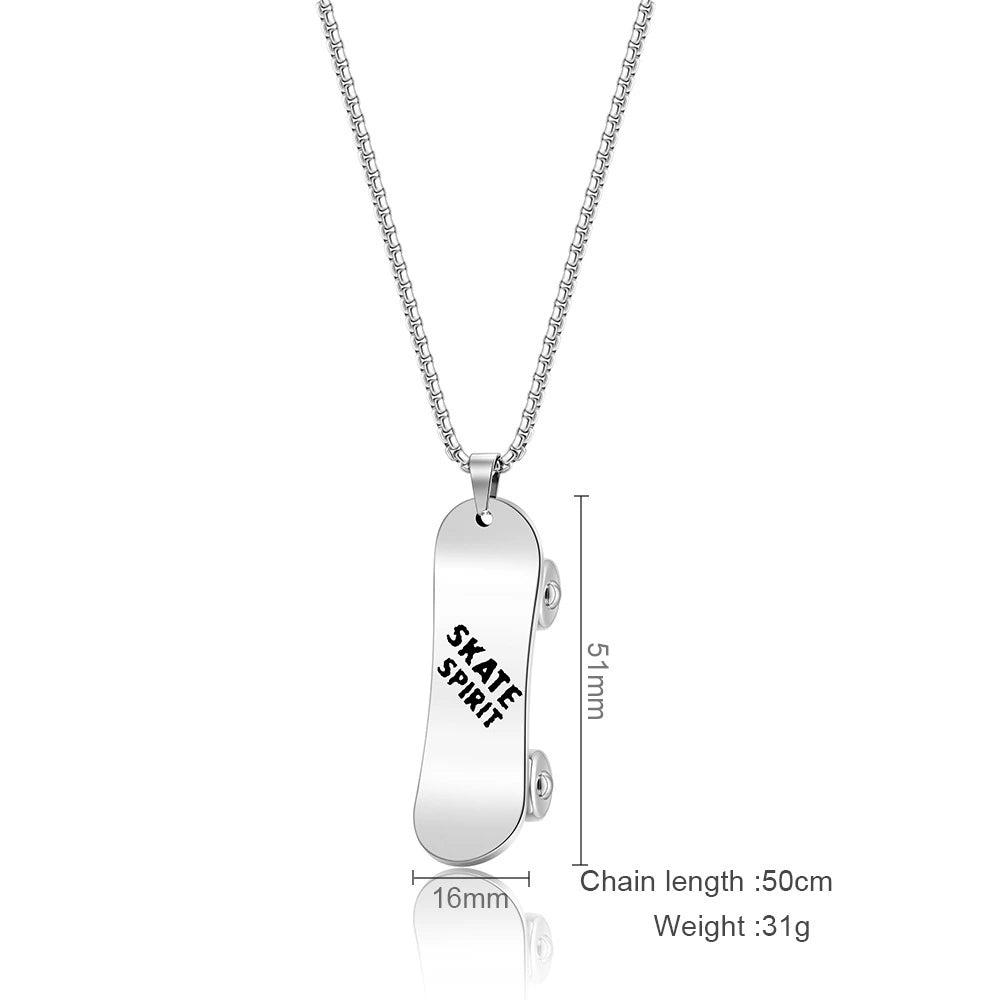 Engravable Stainless Steel Street Style Scooter Pendant Necklace / 25003037