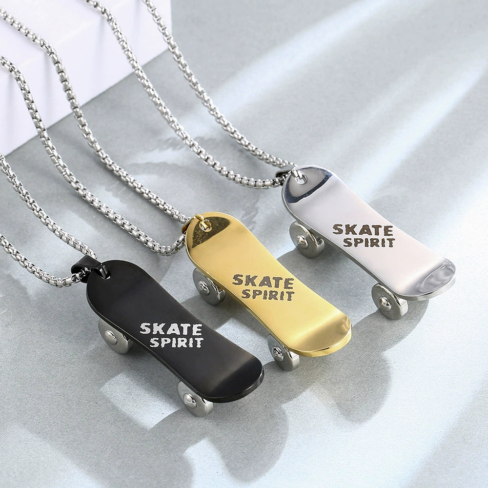 Engravable Stainless Steel Street Style Scooter Pendant Necklace / 25003037