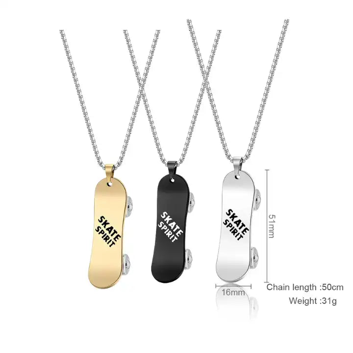 Engravable Stainless Steel Street Style Scooter Pendant Necklace / 25003037