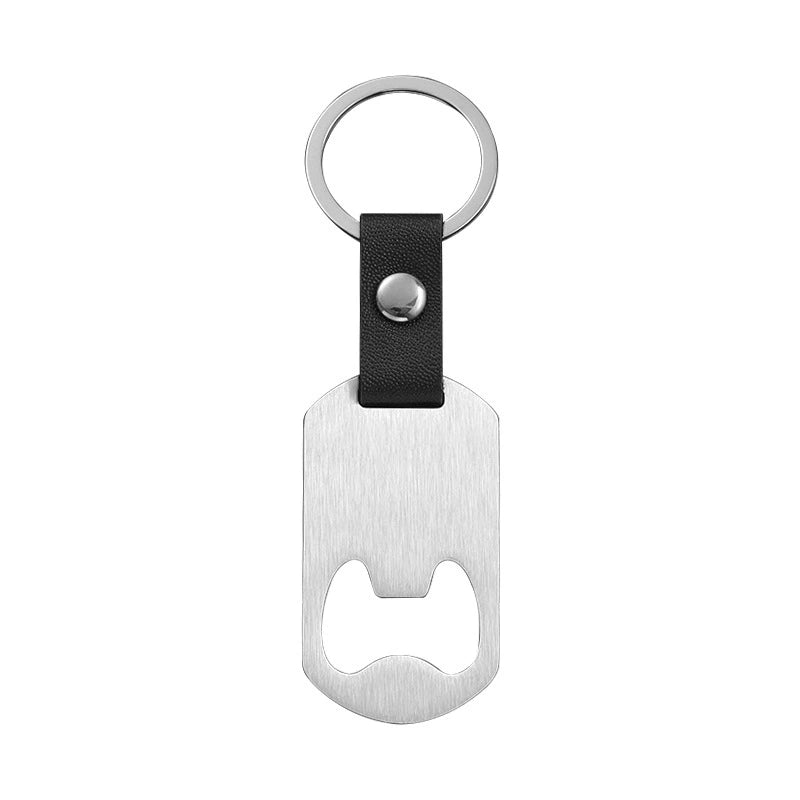 55*30mm Engravable blank stainless steel Leather keychain bottle opener / KC4006
