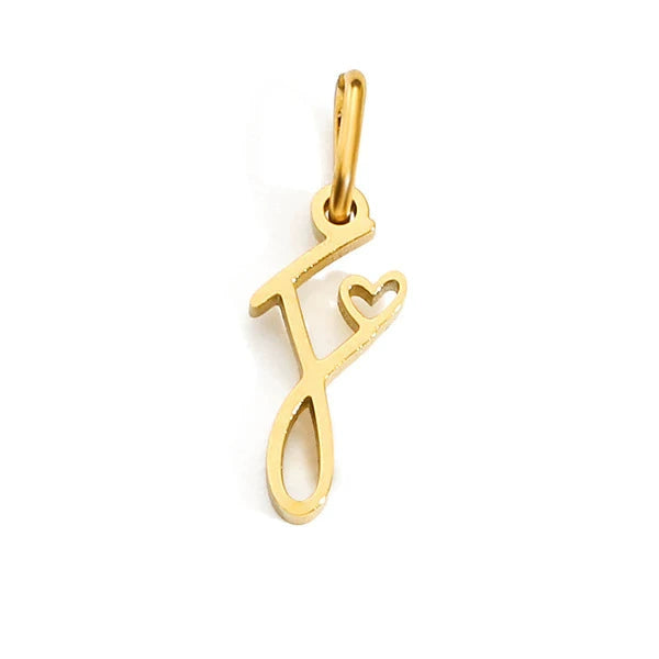 Gold Plated Stainless Steel A-Z Letter Heart Pendant (Pk of 10 ) / KP0003