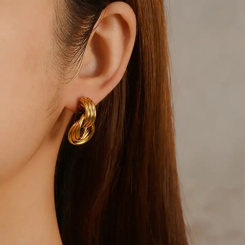 1 Pair Fashion earrings light luxury design multi-layer hoop earrings / 25104014
