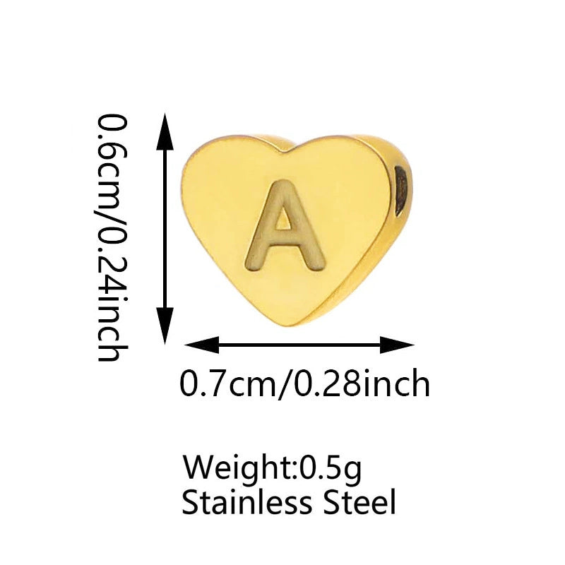 Gold PVD Stainless Steel A-Z Letter Heart Shape Pendant (Pk of 10 ) / KP0008