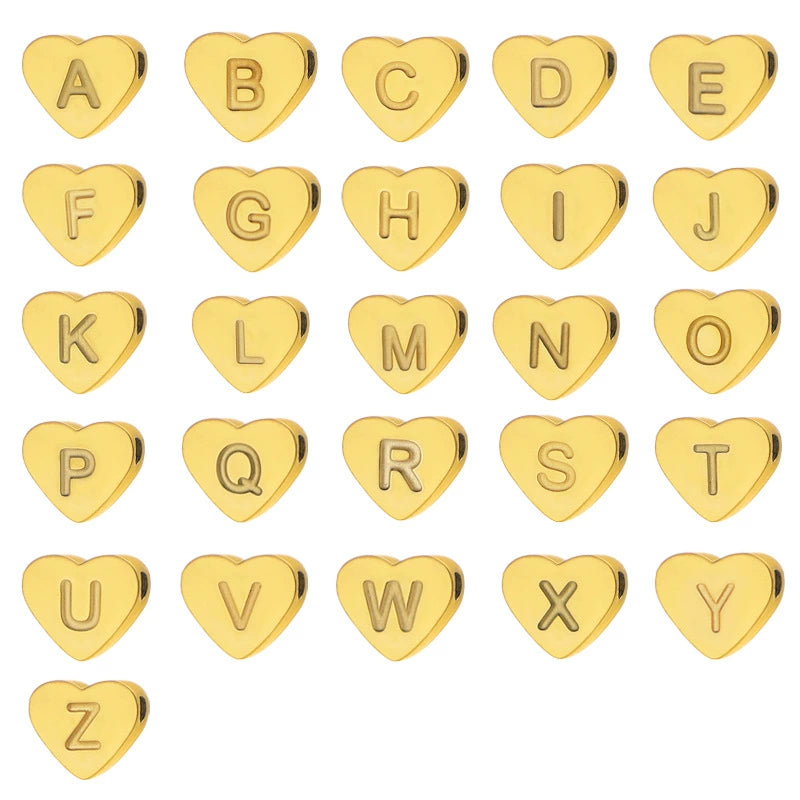 Gold PVD Stainless Steel A-Z Letter Heart Shape Pendant (Pk of 10 ) / KP0008