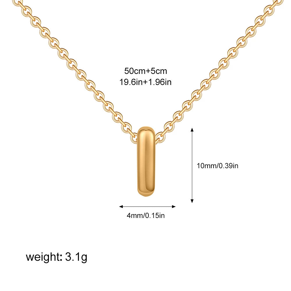 Gold PVD Stainless Steel Chain Copper Bubble Letter Initial Pendant Necklace / KN1024