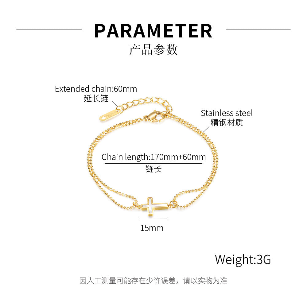 Gold Plated Stainless Steel Cross Chain Bracelet / KB0018