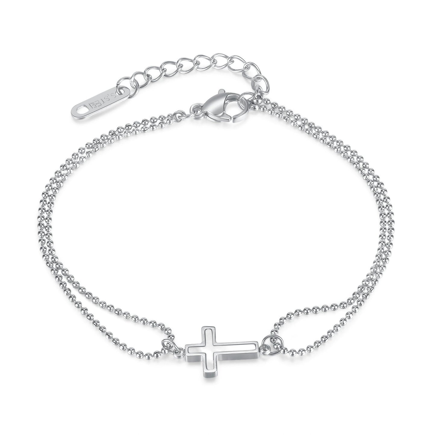 Gold Plated Stainless Steel Cross Chain Bracelet / KB0018