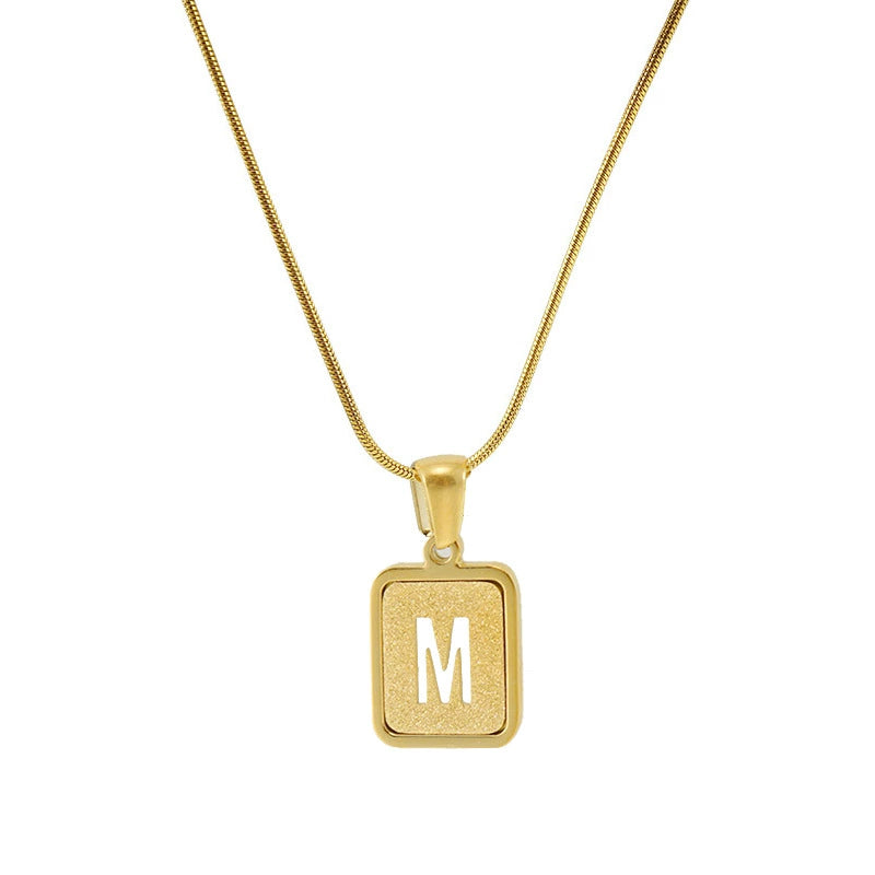 18K Gold PVD Stainless Steel Hollow Letter Initial Pendant Necklace / KN1034
