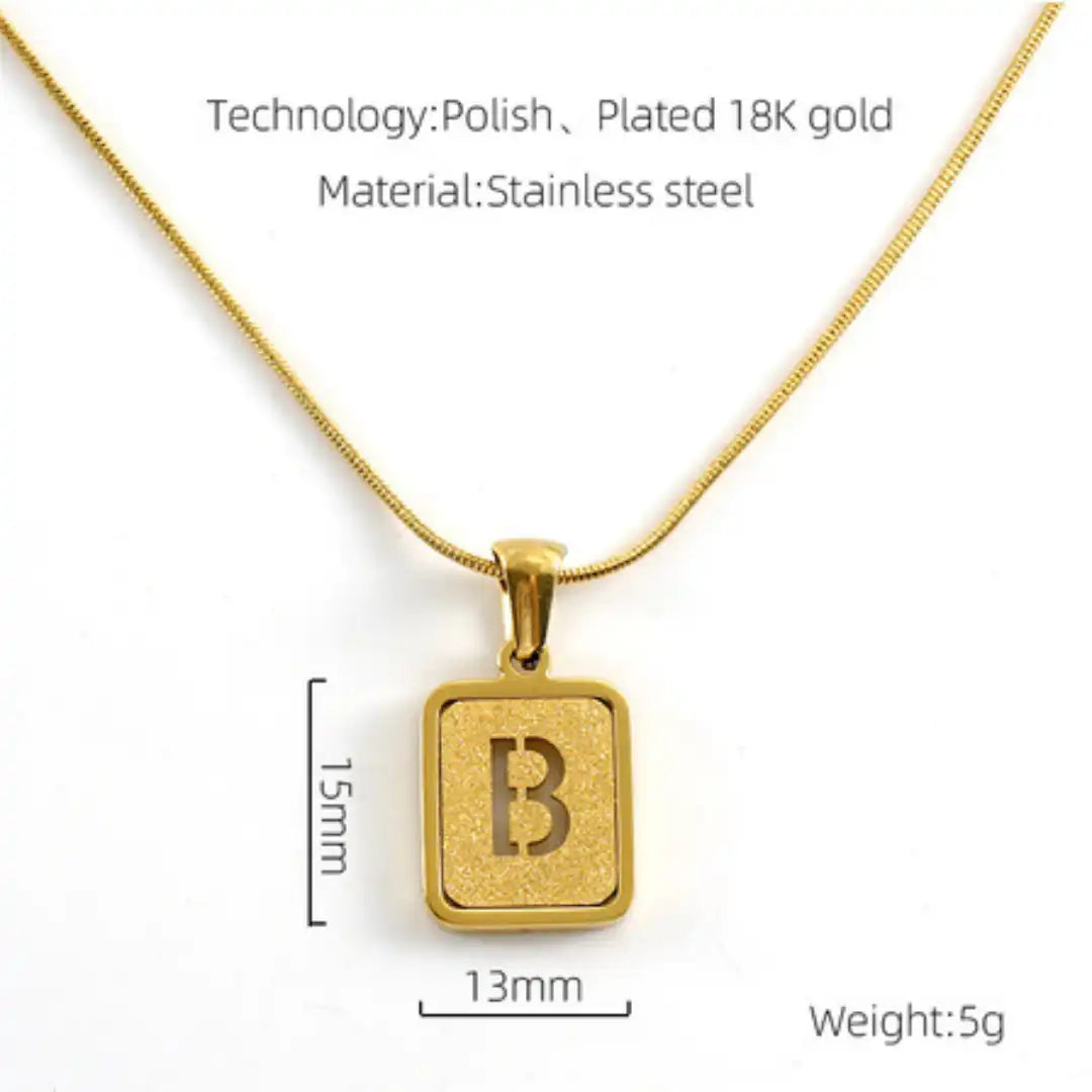 18K Gold PVD Stainless Steel Hollow Letter Initial Pendant Necklace / KN1034