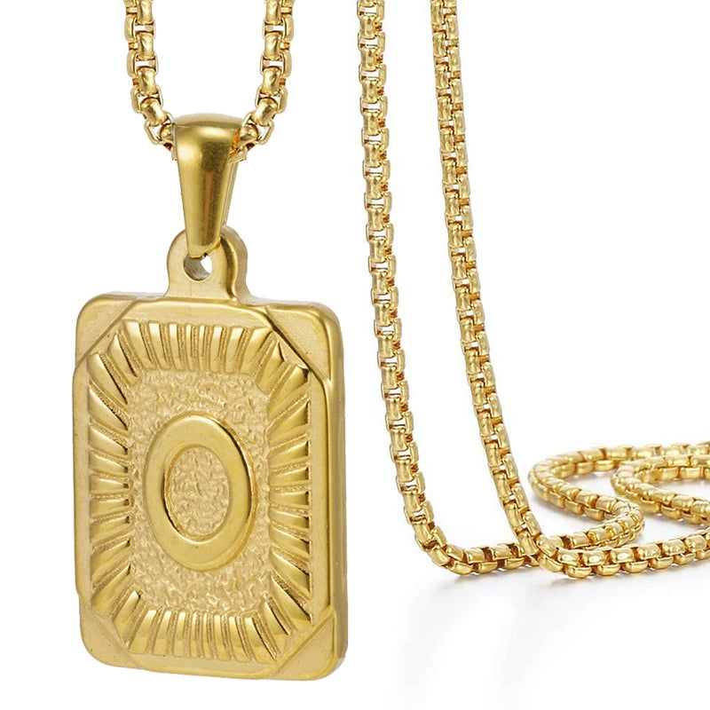 Gold PVD Stainless Steel Minimalist Letter Initial Pendant Necklace / KN1033