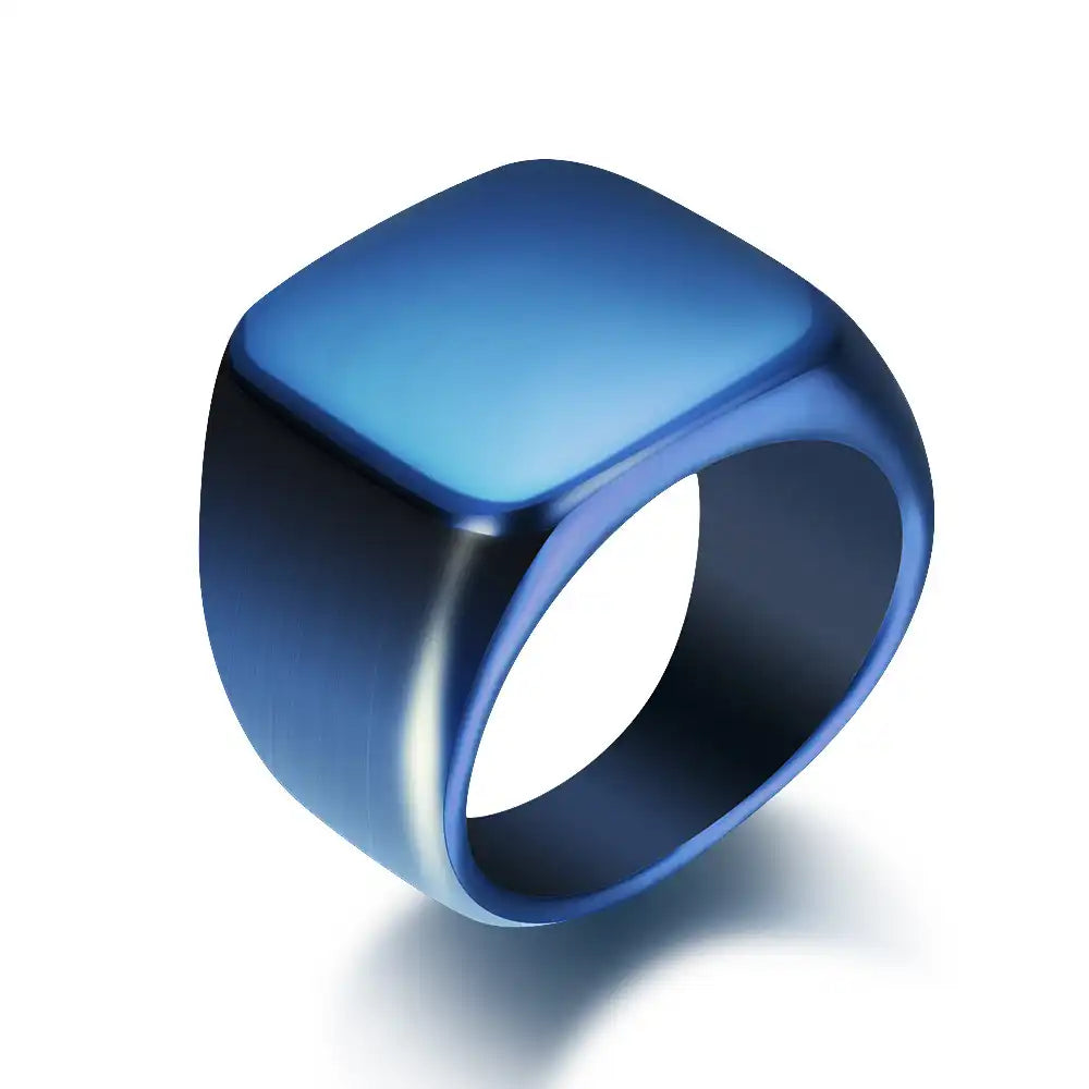 Gold PVD Stainless Steel Minimalist Signet Rings / 25205001