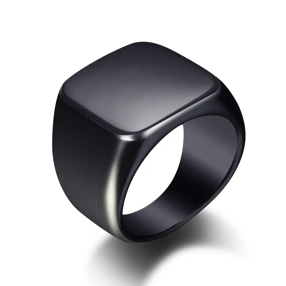 Gold PVD Stainless Steel Minimalist Signet Rings / 25205001