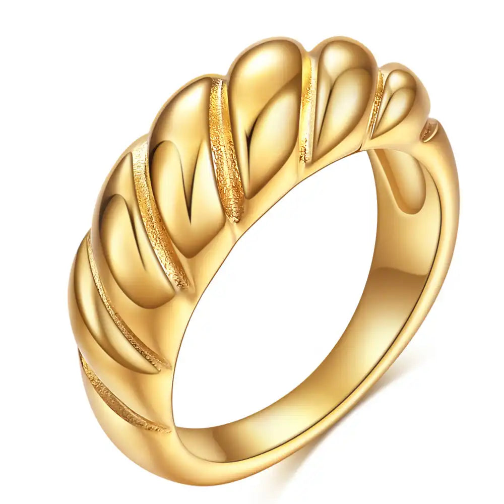 Gold PVD Stainless Steel Minimalist Signet Rings / 25205001
