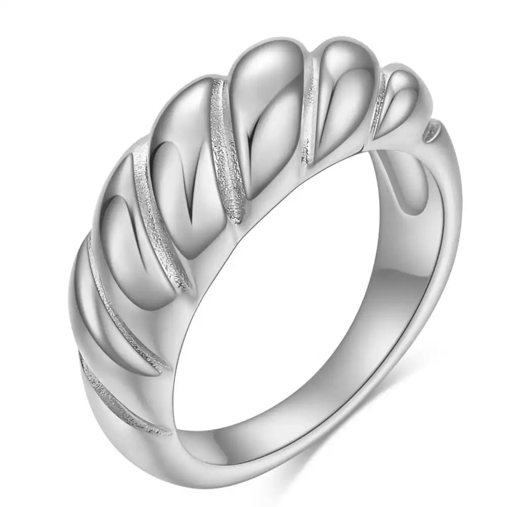 Gold PVD Stainless Steel Minimalist Signet Rings / 25205001