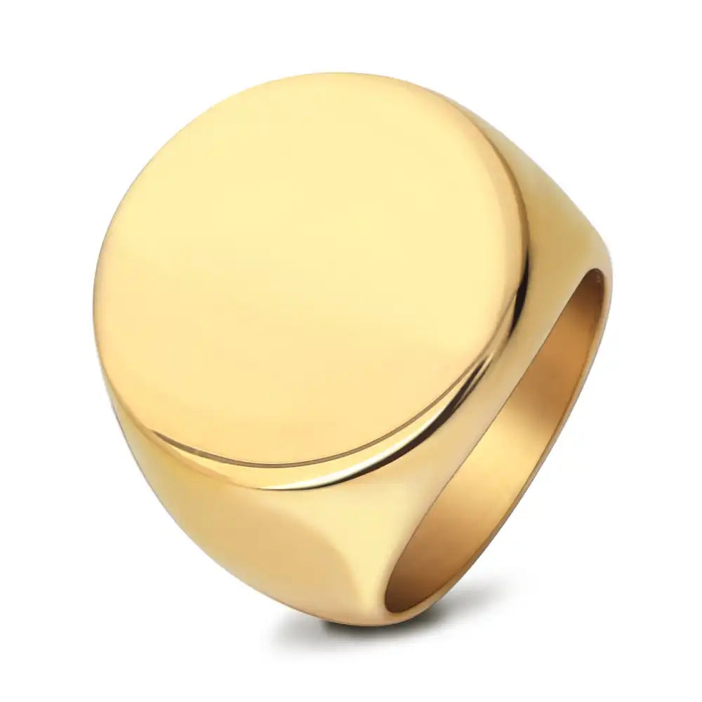 Gold PVD Stainless Steel Minimalist Signet Rings / 25205001
