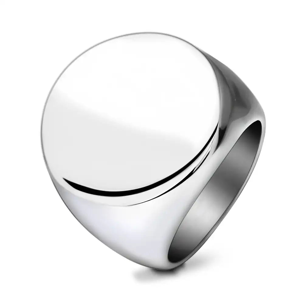 Gold PVD Stainless Steel Minimalist Signet Rings / 25205001