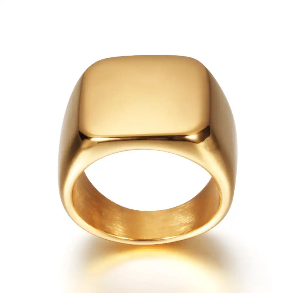 Gold PVD Stainless Steel Minimalist Signet Rings / 25205001