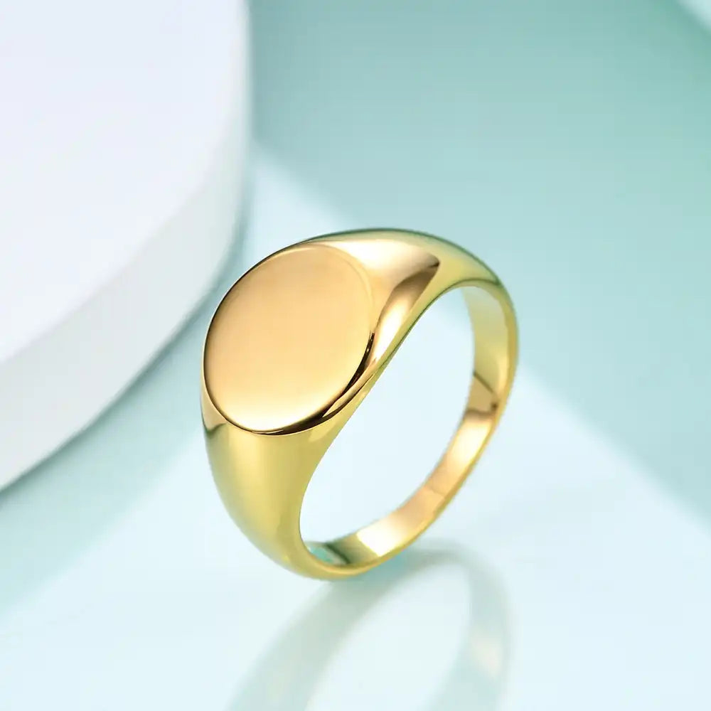 Gold PVD Stainless Steel Vintage Signet Rings / 25205002