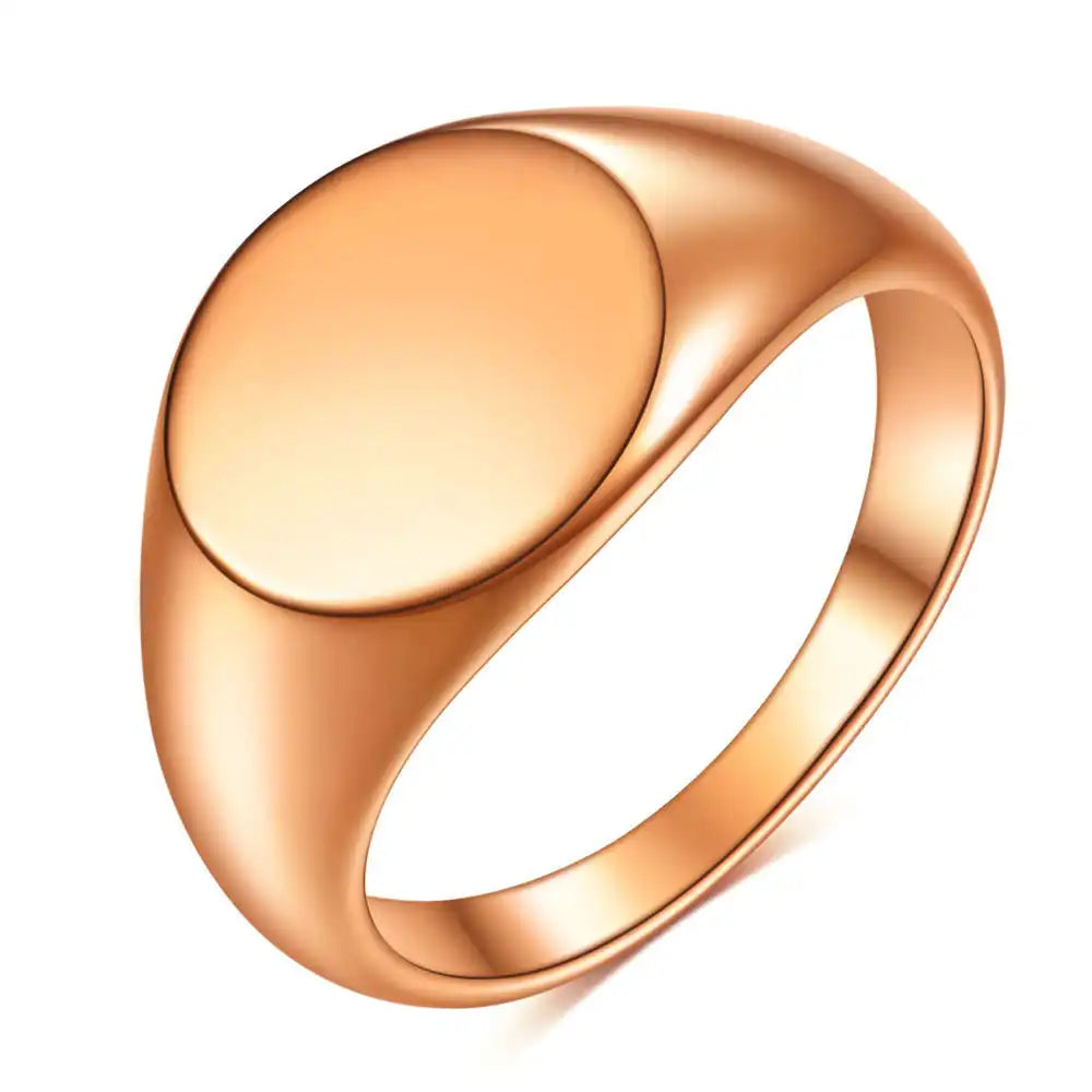 Gold PVD Stainless Steel Vintage Signet Rings / 25205002