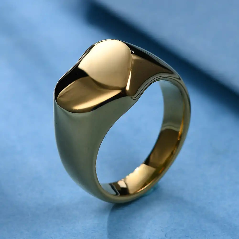 Gold PVD Stainless Steel Vintage Signet Rings / 25205002