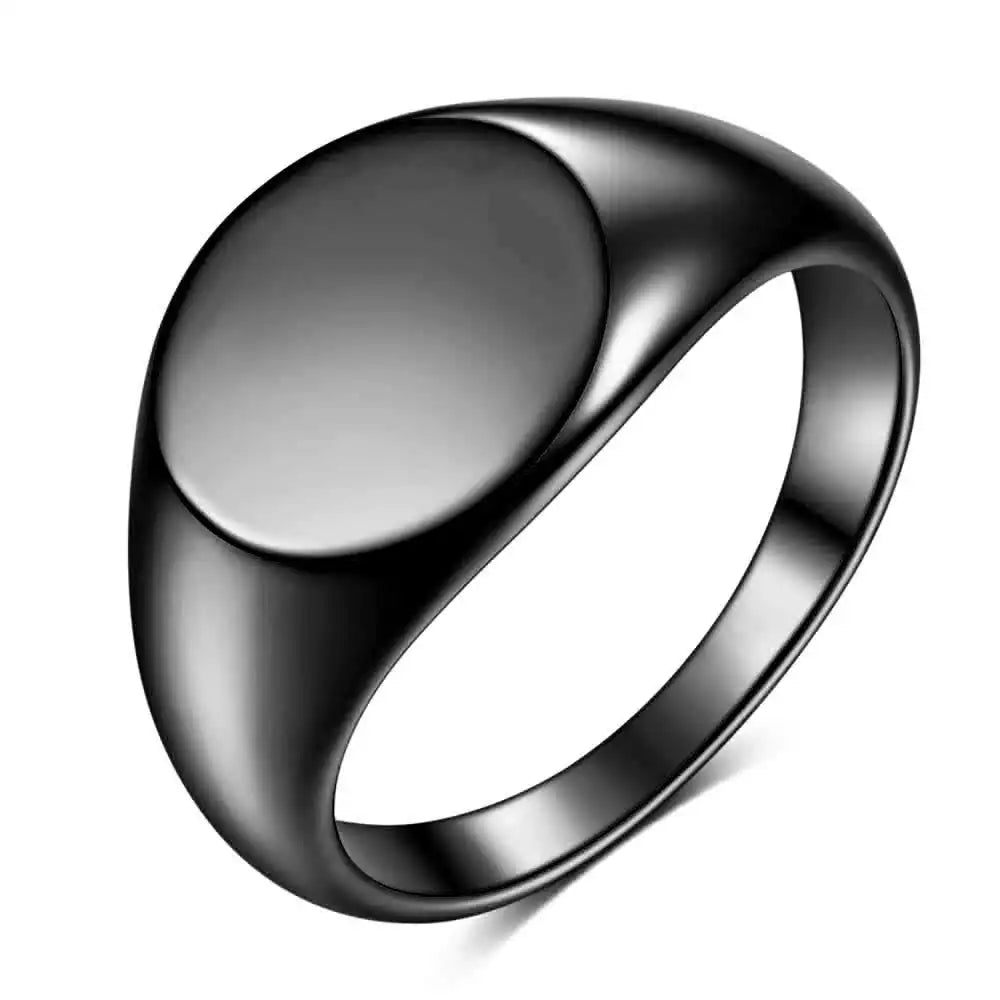 Gold PVD Stainless Steel Vintage Signet Rings / 25205002