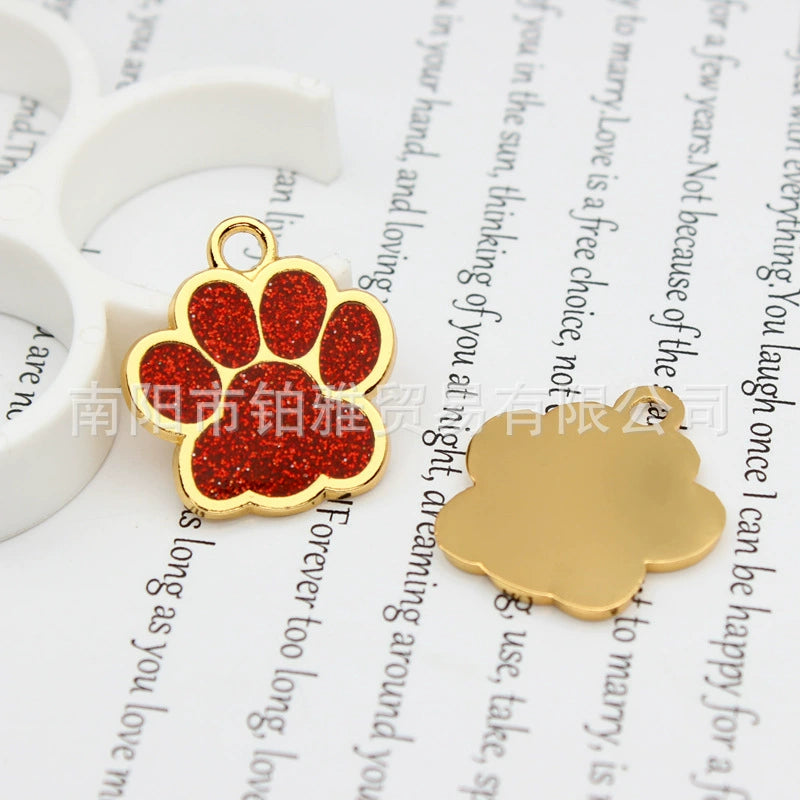 Gold Plated Alloy Shiny Engravable Paw Shape Cat Dog Tags ( pk of 10 ) / KT1004
