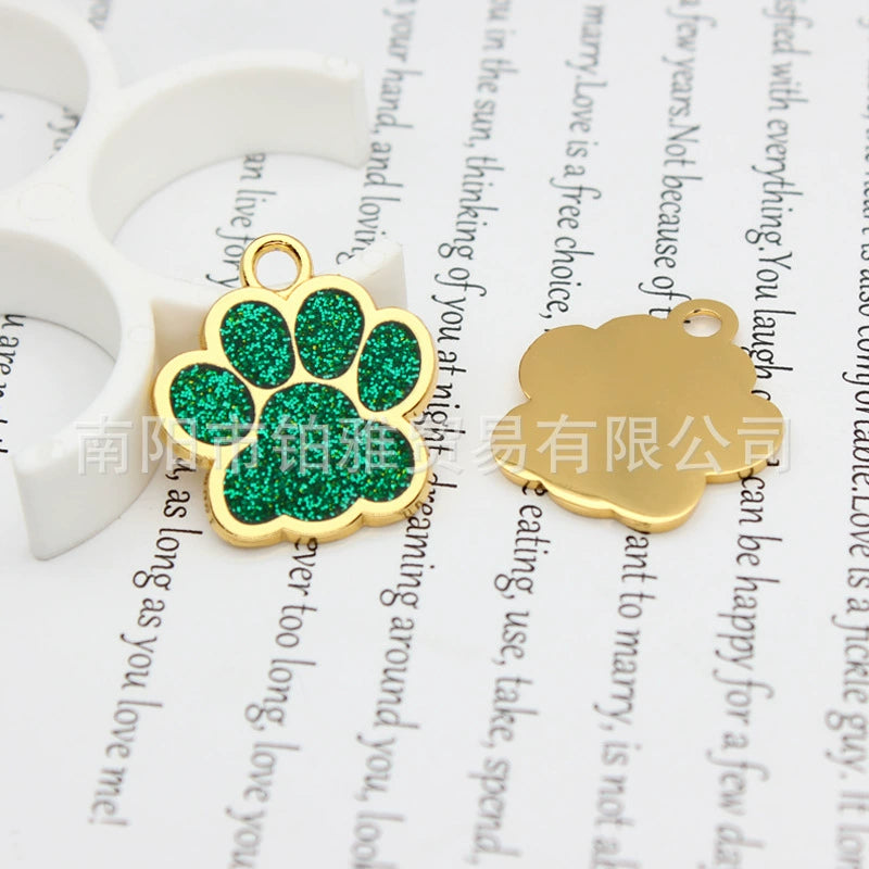 Gold Plated Alloy Shiny Engravable Paw Shape Cat Dog Tags ( pk of 10 ) / KT1004