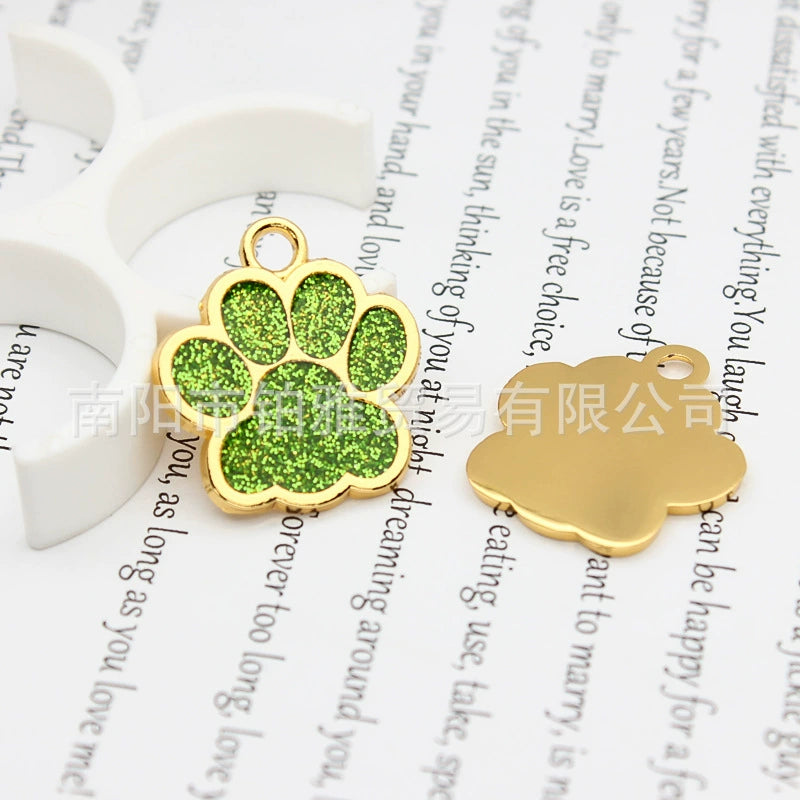 Gold Plated Alloy Shiny Engravable Paw Shape Cat Dog Tags ( pk of 10 ) / KT1004