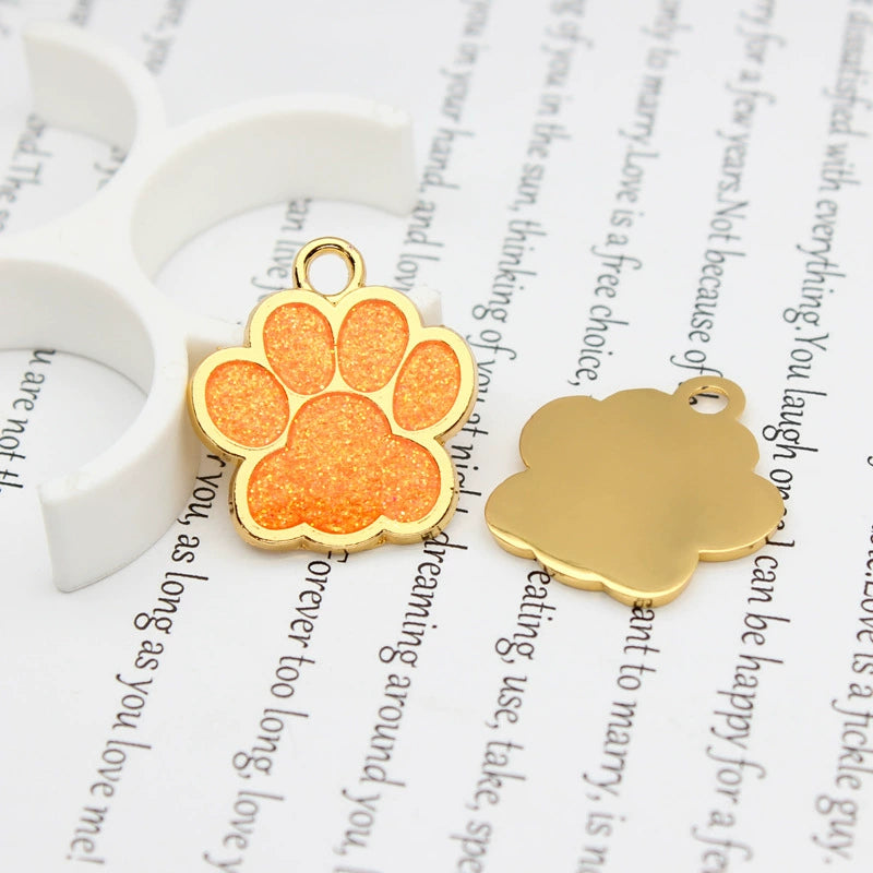Gold Plated Alloy Shiny Engravable Paw Shape Cat Dog Tags ( pk of 10 ) / KT1004