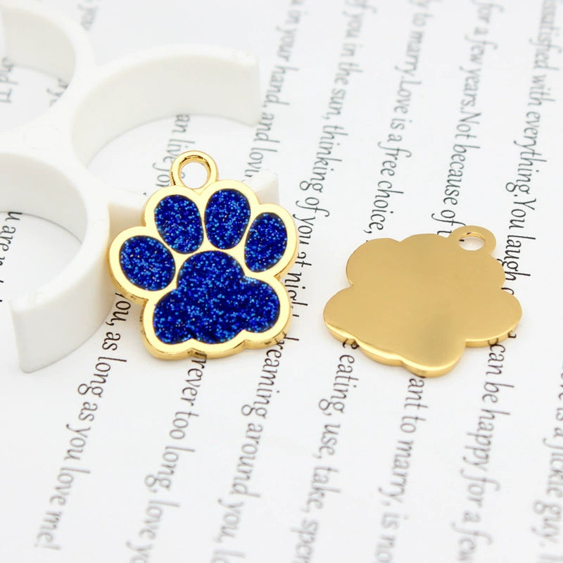 Gold Plated Alloy Shiny Engravable Paw Shape Cat Dog Tags ( pk of 10 ) / KT1004