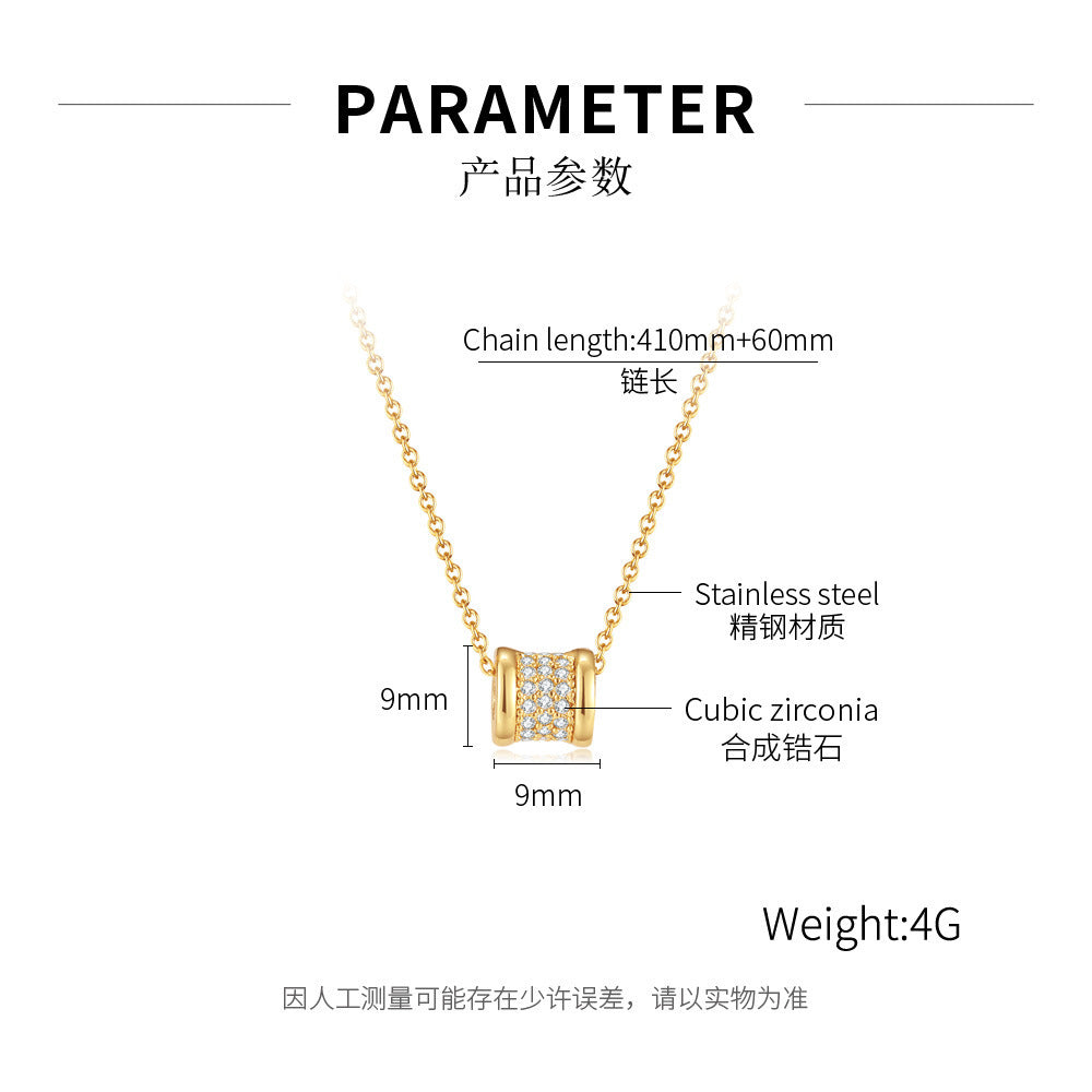 Gold Plated Slim Waist Zicron Inlay Pendant Necklace / KN1002