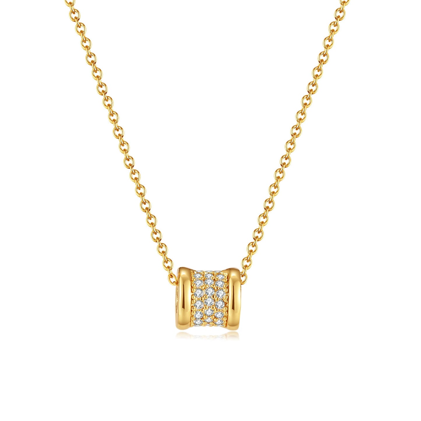 Gold Plated Slim Waist Zicron Inlay Pendant Necklace / KN1002