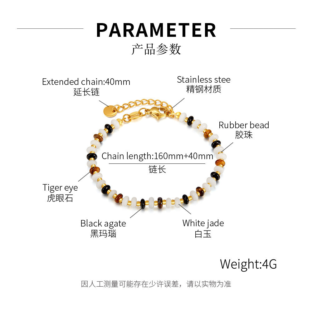 Gold Plated Stainless Steel Bohemian Style Beaded Bracelet / KB3015