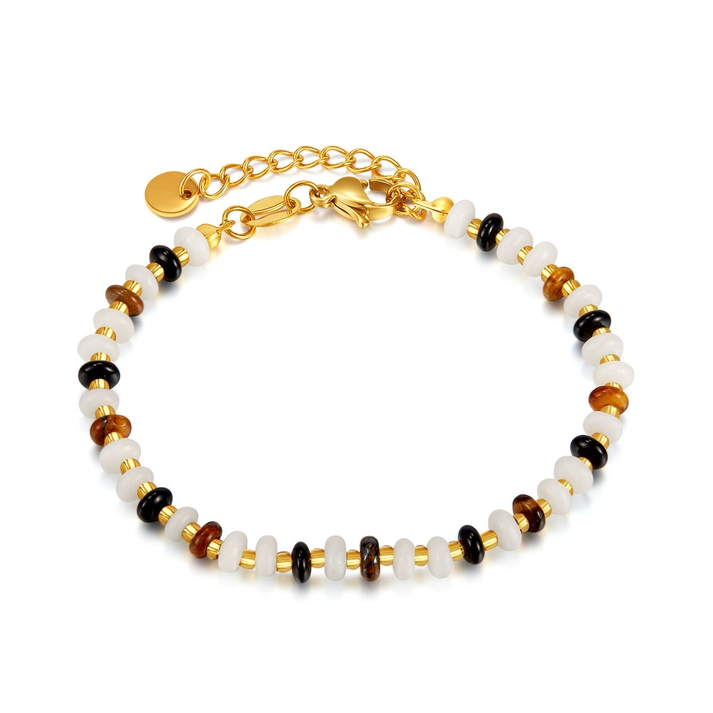 Gold Plated Stainless Steel Bohemian Style Beaded Bracelet / KB3015