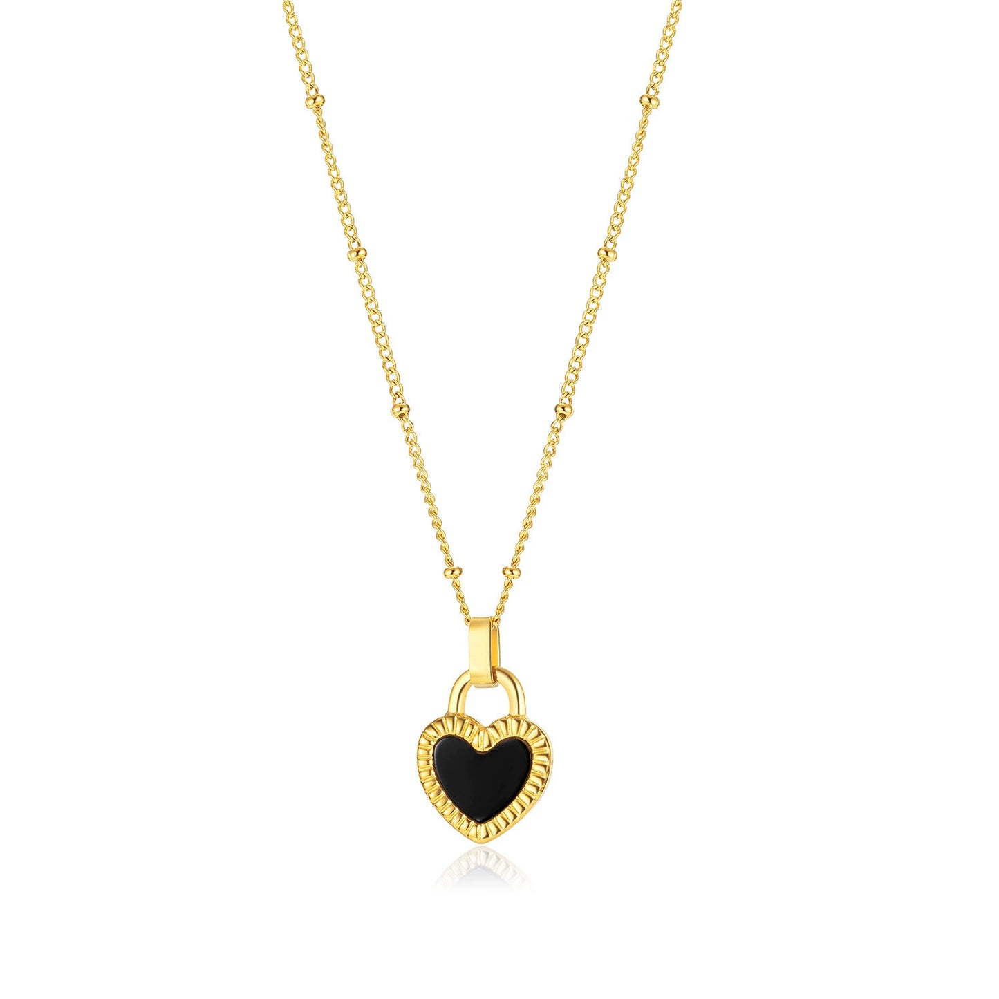 Gold Plated Stainless Steel Heart Pendant Necklaces / KN1004