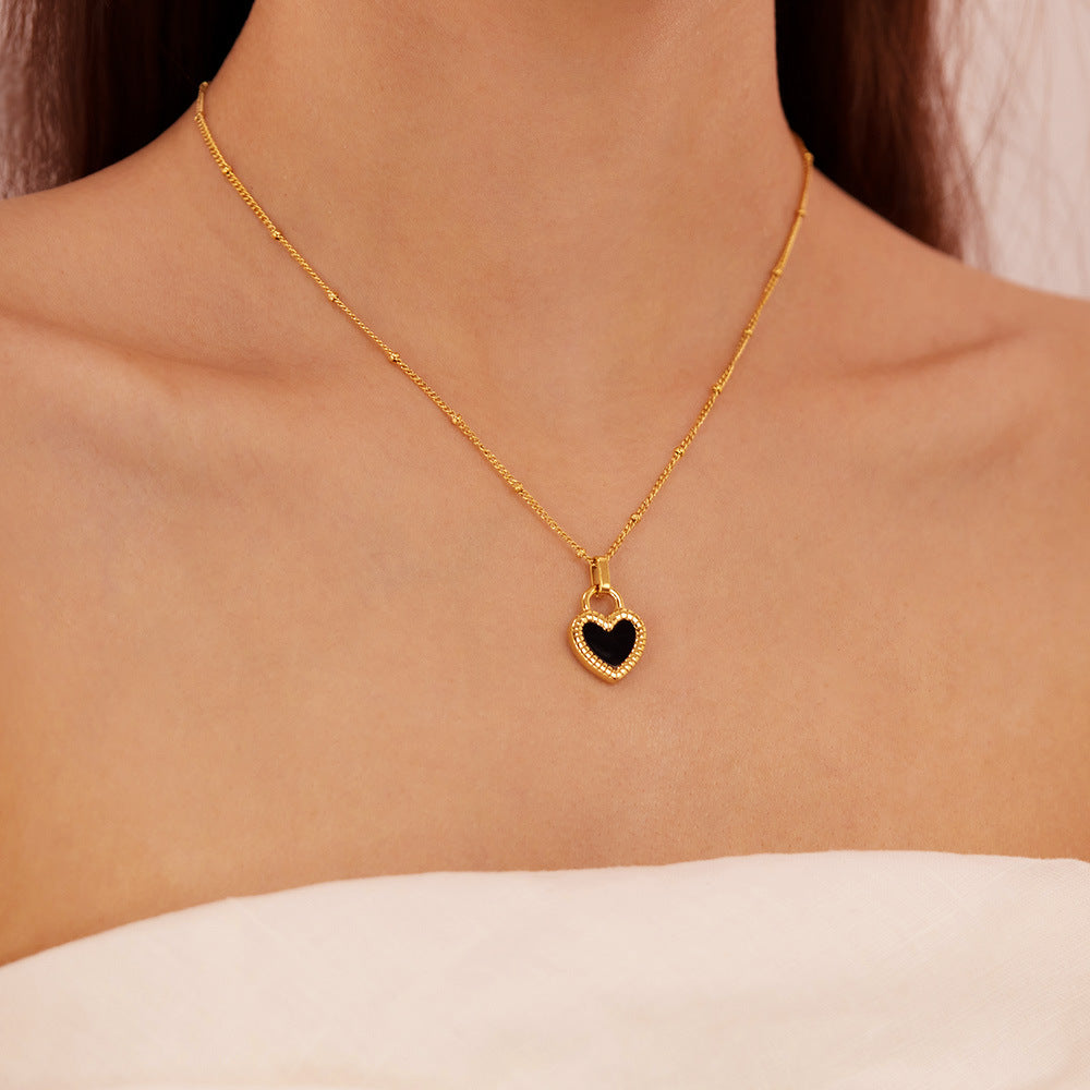 Gold Plated Stainless Steel Heart Pendant Necklaces / KN1004