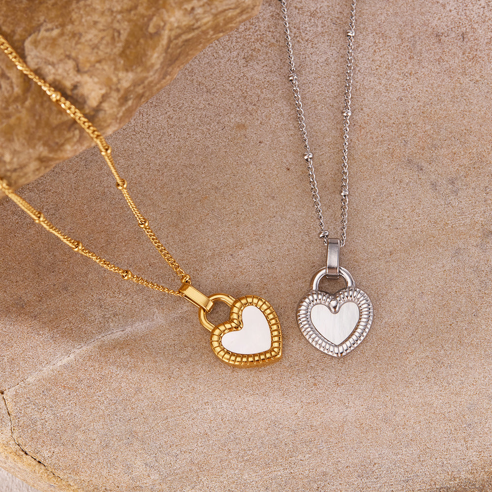 Gold Plated Stainless Steel Heart Pendant Necklaces / KN1004