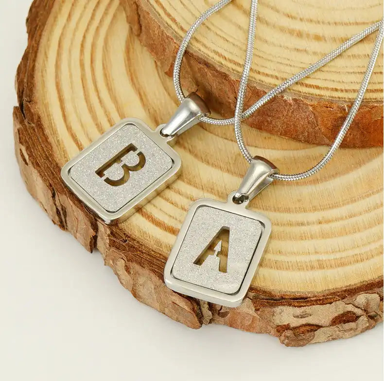 18K Gold PVD Stainless Steel Hollow Letter Initial Pendant Necklace / KN1034