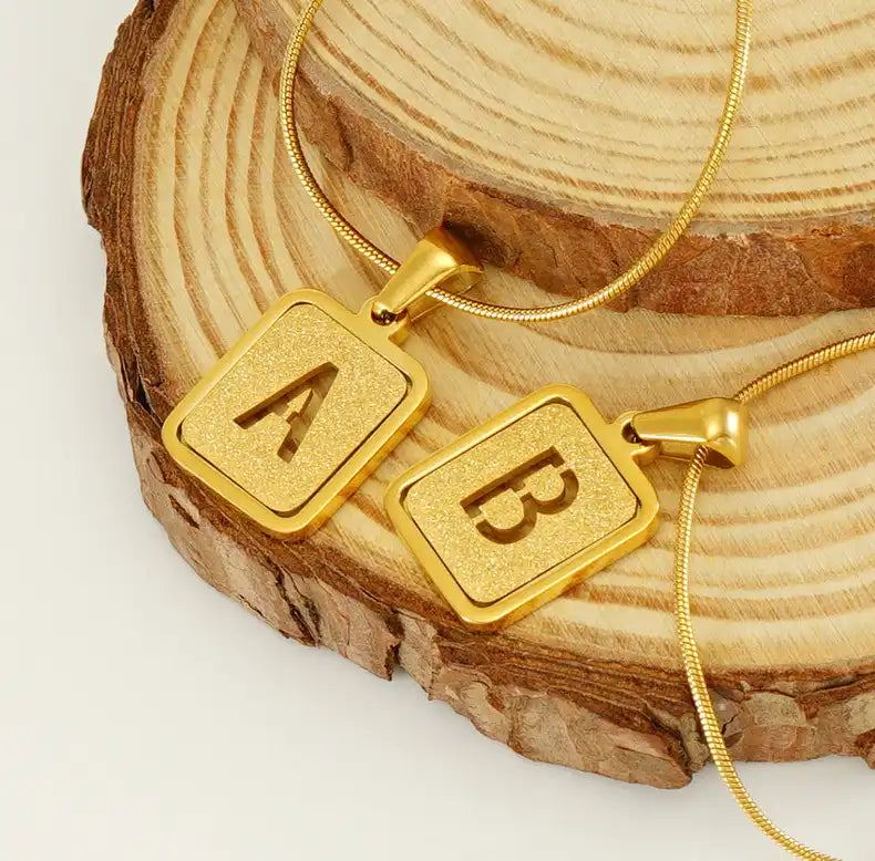 18K Gold PVD Stainless Steel Hollow Letter Initial Pendant Necklace / KN1034