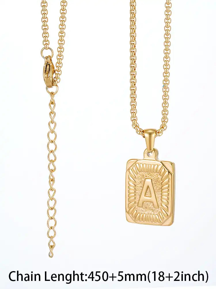Gold PVD Stainless Steel Minimalist Letter Initial Pendant Necklace / KN1033