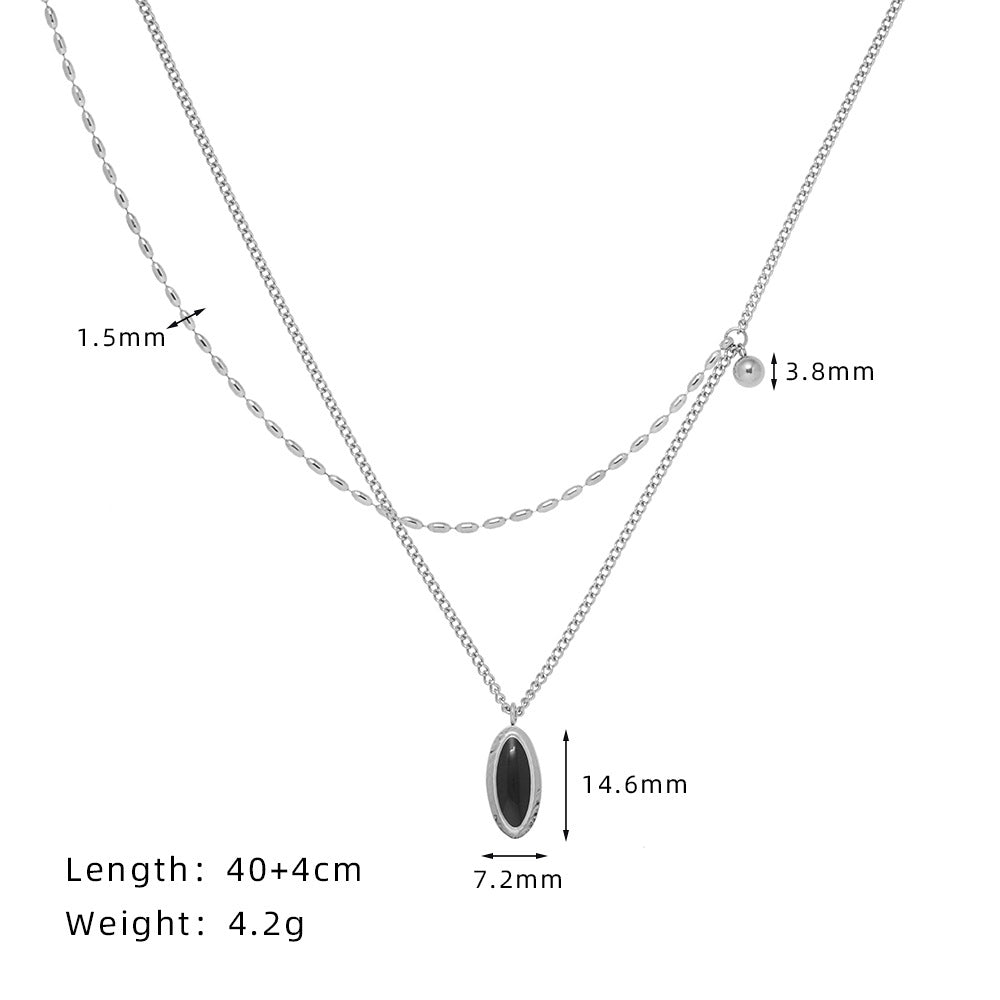 Gold Plated IG Style Oval 304 Stainless Steel Enamel Plating Necklace