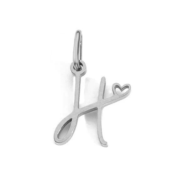 Stainless Steel A-Z Letter Heart Pendant (Pk of 10 ) / KP0002